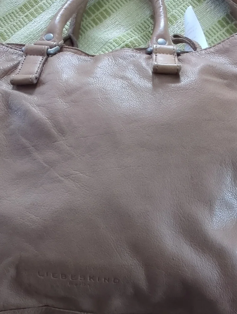 Liebeskind Soft Taupe Leather Tote, hobo bag Handles, cross body Strap, vintage